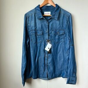 NWT DESIGN BY OLIVIA dark chambre long sleeve shirt size 1XL